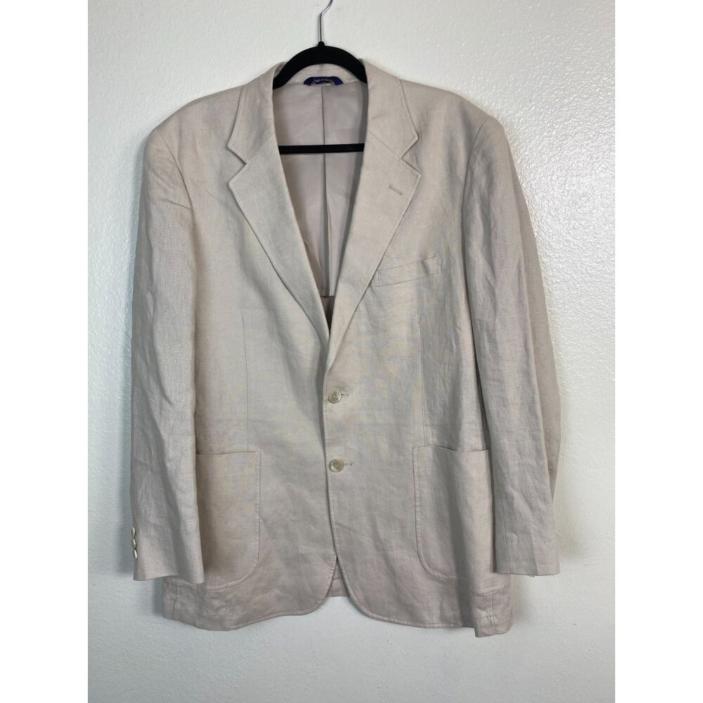 Alan Flusser Light Beige Linen Pea Coat